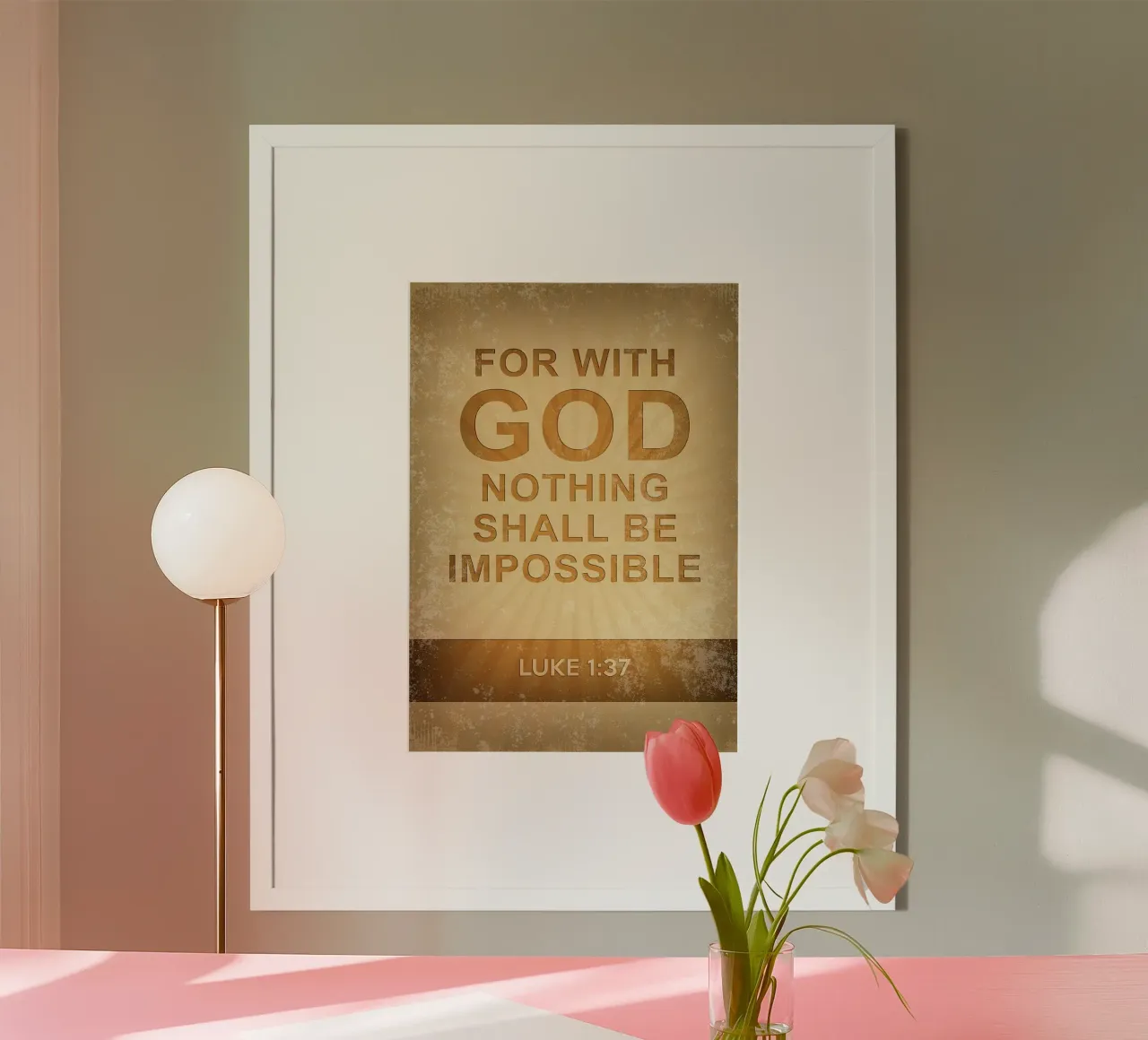 Bibel luke 1 37 Christentum motivierendes Zitat Poster von James Isaac Jackson
