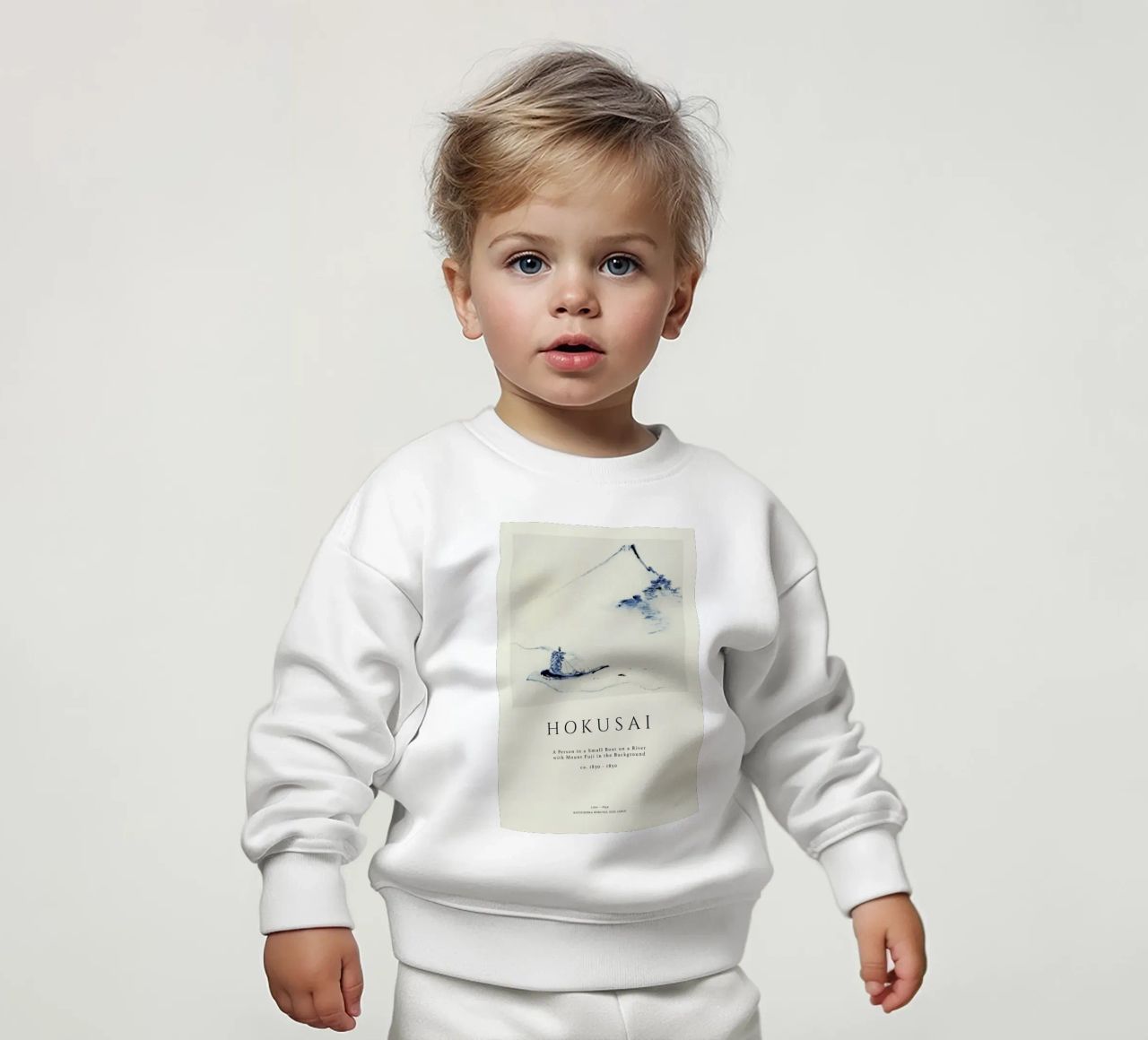 Hokusai - A Person in a Small Boat on a River with Mount Fuji in the Background II baby sweatshirt by Vintage by JUNIQE