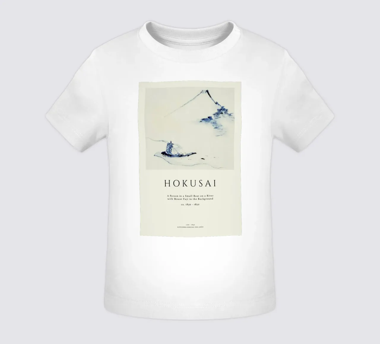 Hokusai - A Person in a Small Boat on a River with Mount Fuji in the Background II maglietta neonato da Vintage by JUNIQE