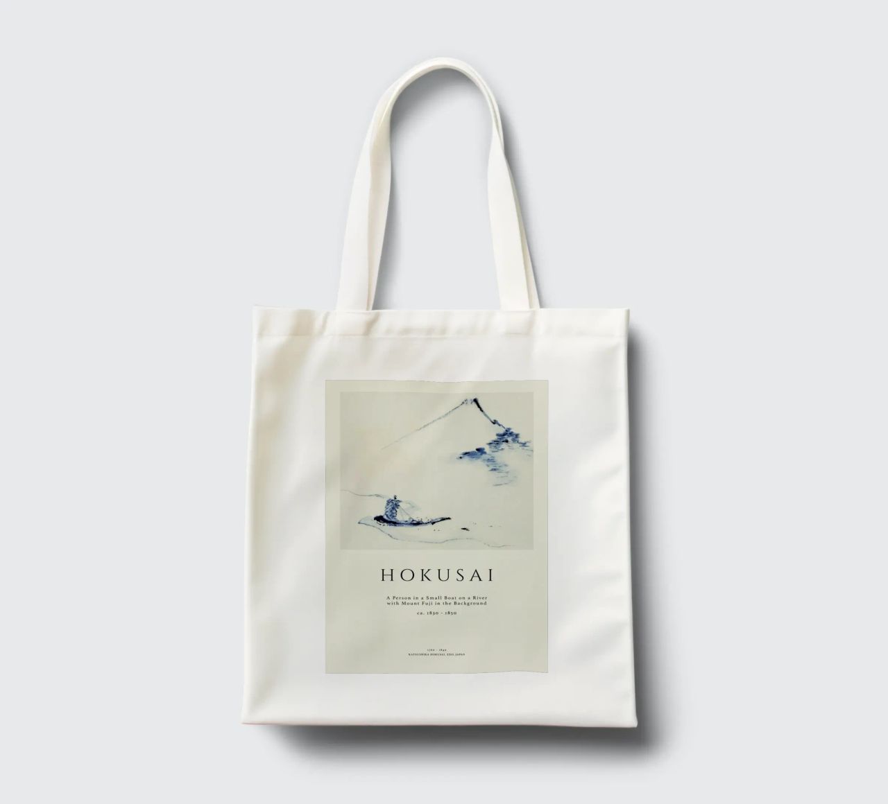 Hokusai - A Person in a Small Boat on a River with Mount Fuji in the Background II tote bag by Vintage by JUNIQE