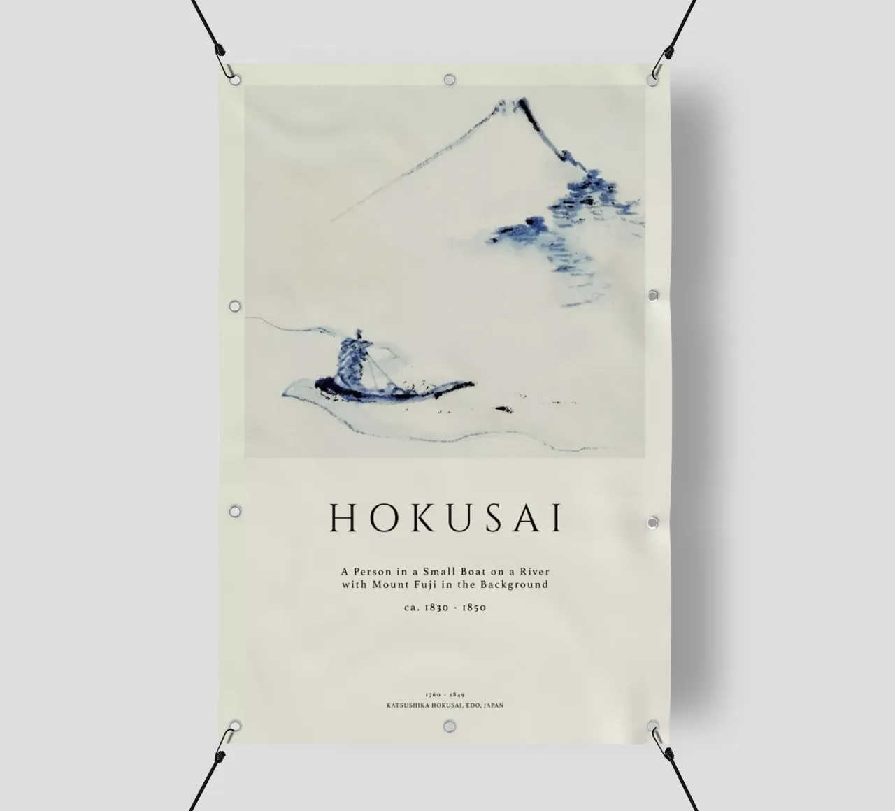 Hokusai - A Person in a Small Boat on a River with Mount Fuji in the Background II telo in pvc da Vintage by JUNIQE