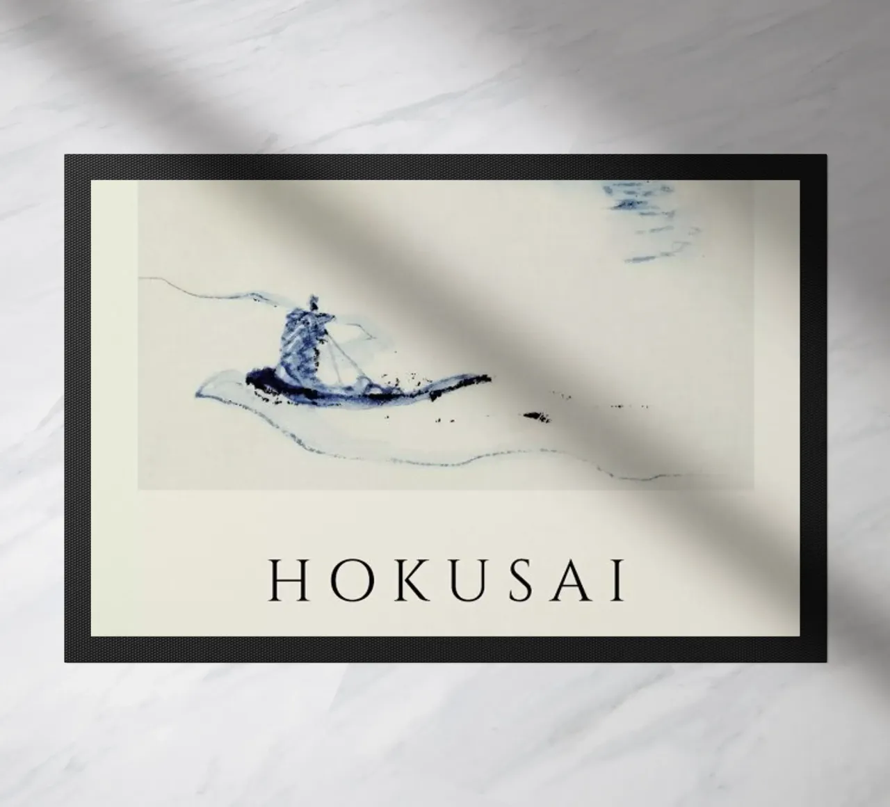 Hokusai - A Person in a Small Boat on a River with Mount Fuji in the Background II zerbino da Vintage by JUNIQE