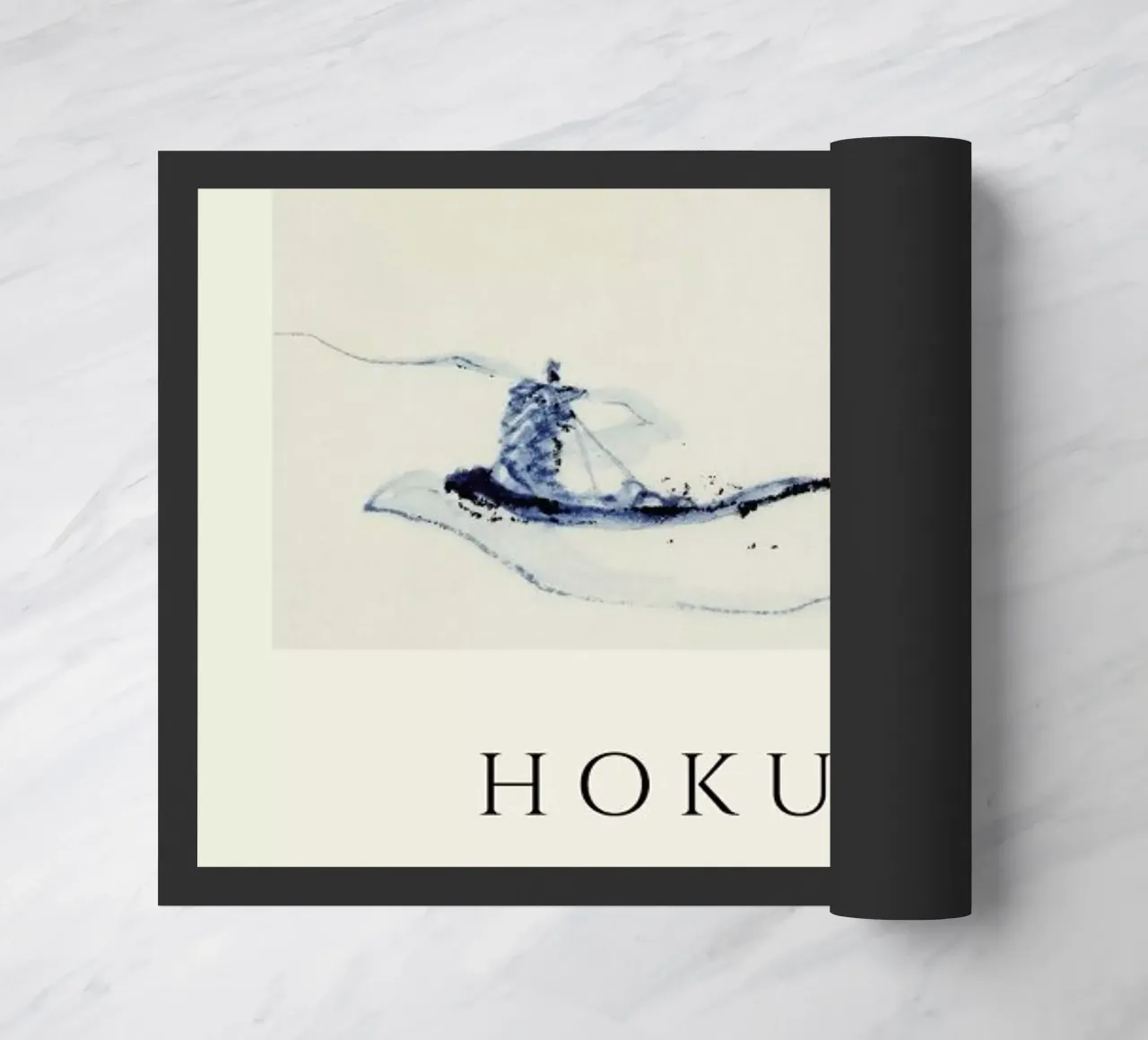 Hokusai - A Person in a Small Boat on a River with Mount Fuji in the Background II zerbino da Vintage by JUNIQE