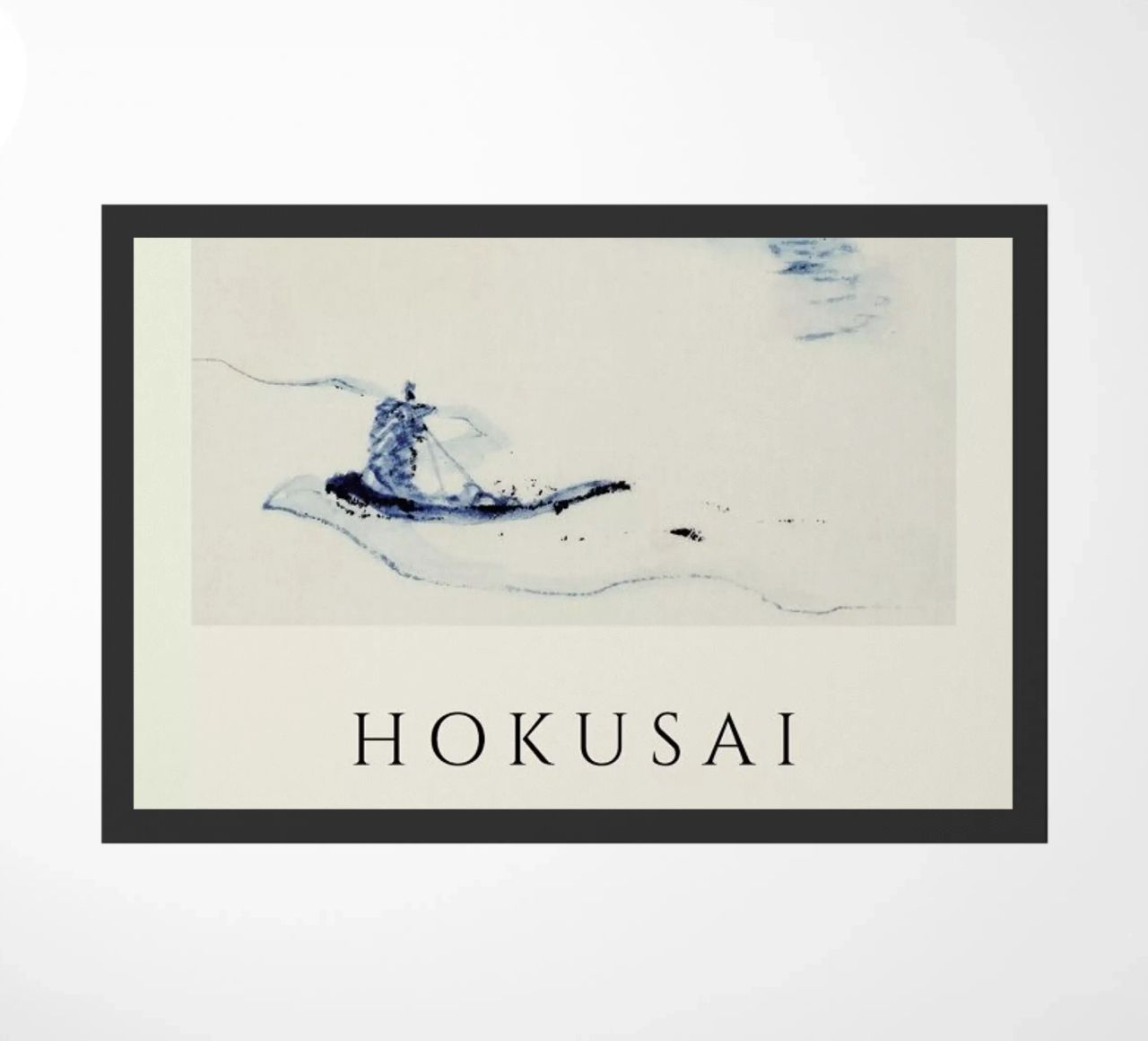 Hokusai - A Person in a Small Boat on a River with Mount Fuji in the Background II doormat by Vintage by JUNIQE