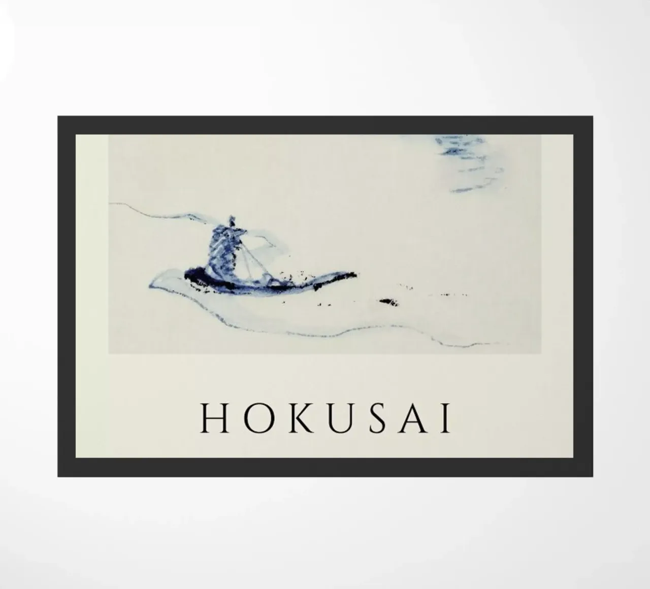 Hokusai - A Person in a Small Boat on a River with Mount Fuji in the Background II zerbino da Vintage by JUNIQE
