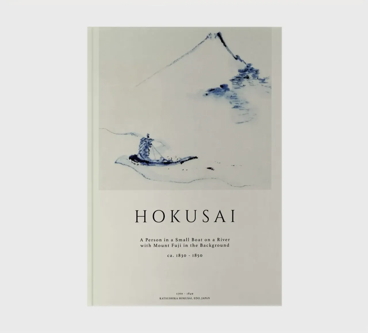 Hokusai - A Person in a Small Boat on a River with Mount Fuji in the Background II Notizbuch von Vintage by JUNIQE