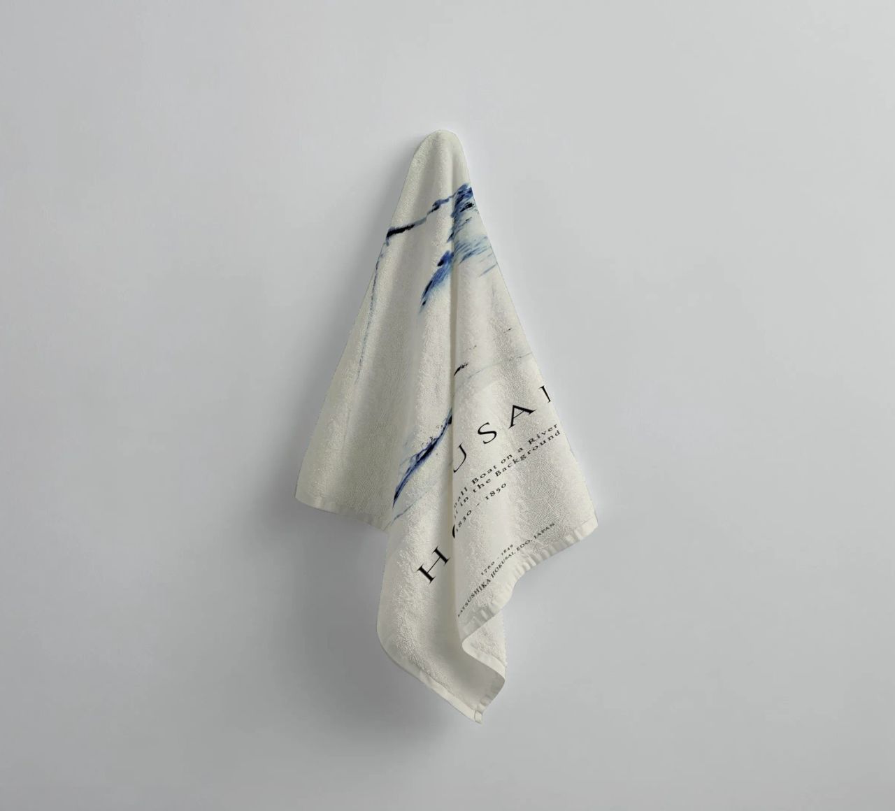 Hokusai - A Person in a Small Boat on a River with Mount Fuji in the Background II towel by Vintage by JUNIQE
