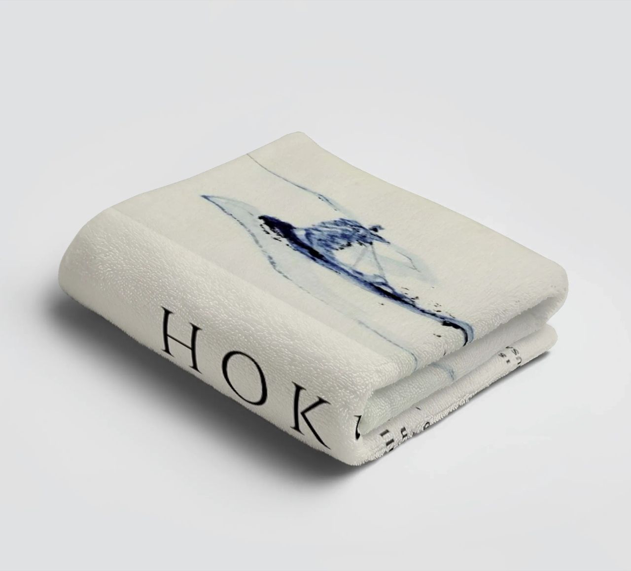 Hokusai - A Person in a Small Boat on a River with Mount Fuji in the Background II towel by Vintage by JUNIQE