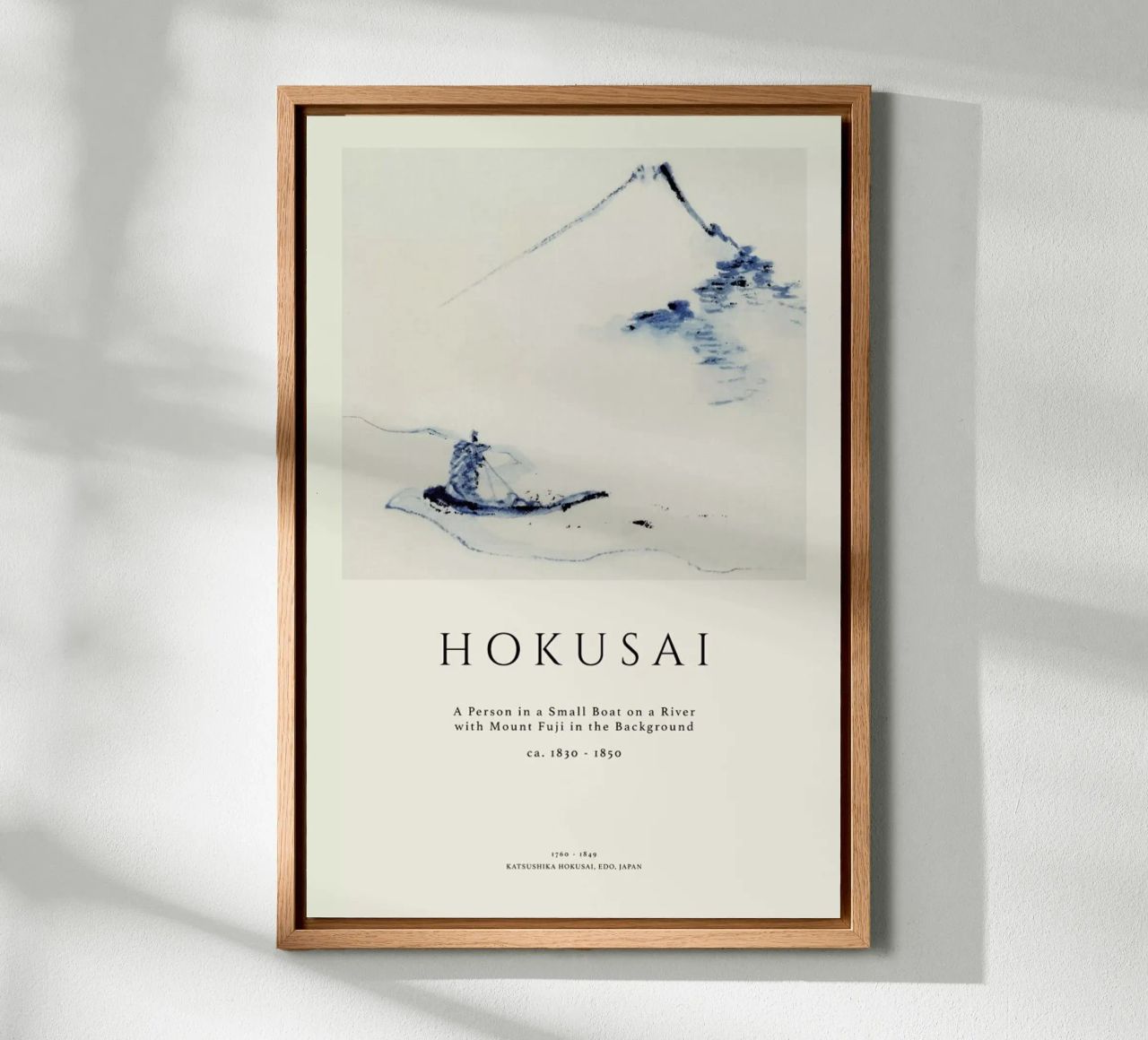 Hokusai - A Person in a Small Boat on a River with Mount Fuji in the Background II alu-dibond by Vintage by JUNIQE