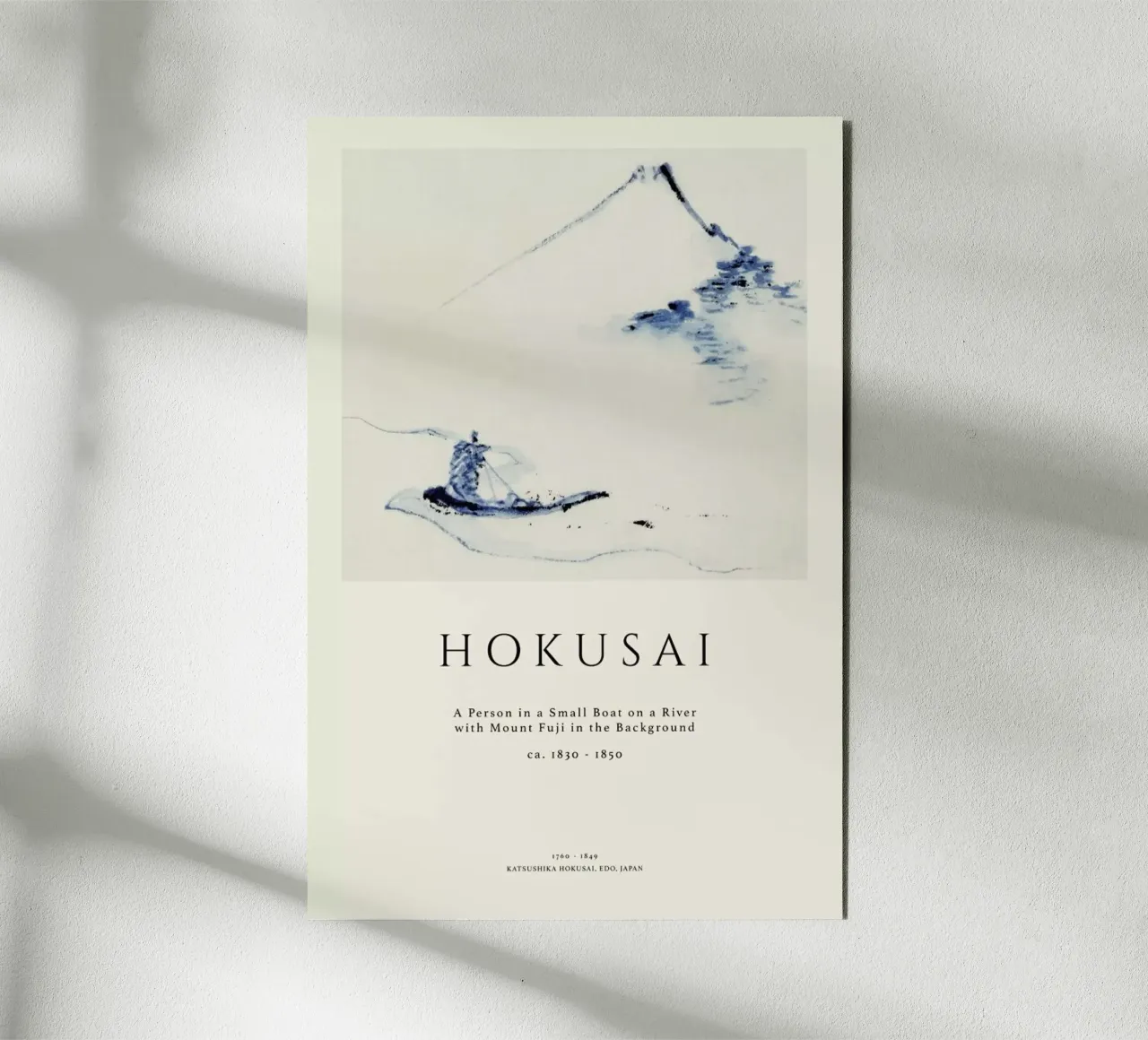 Hokusai - A Person in a Small Boat on a River with Mount Fuji in the Background II alluminio dibond da Vintage by JUNIQE