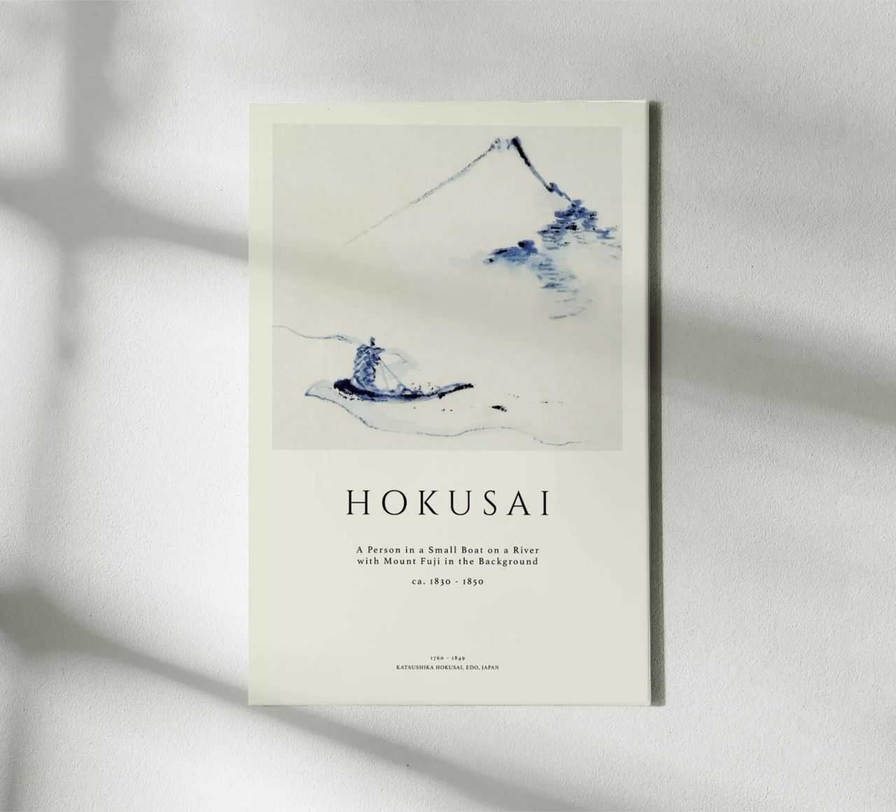 Hokusai - A Person in a Small Boat on a River with Mount Fuji in the Background II canvas by Vintage by JUNIQE