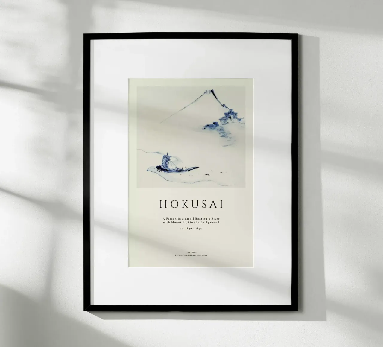 Hokusai - A Person in a Small Boat on a River with Mount Fuji in the Background II hahnemühle de Vintage by JUNIQE