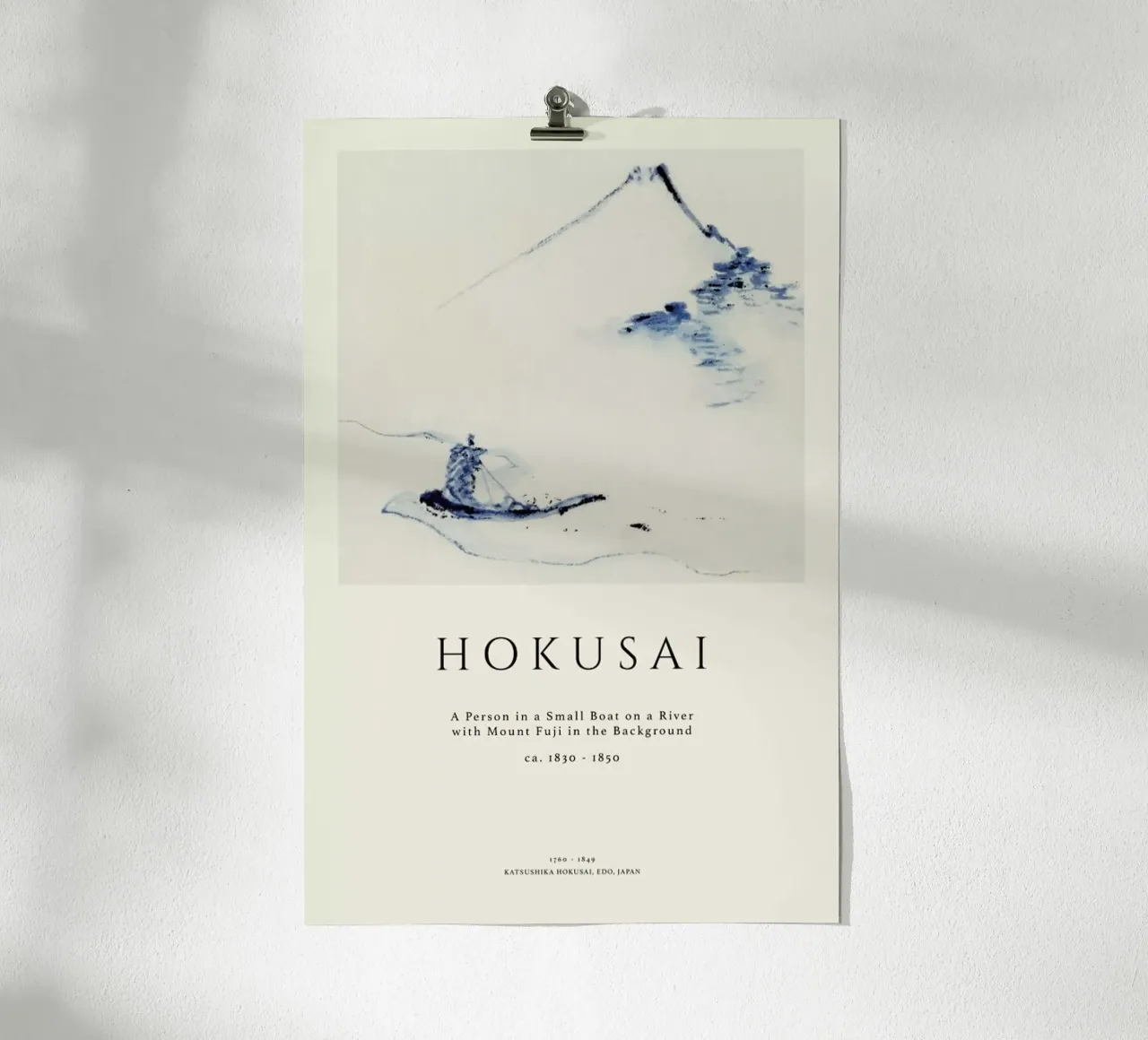 Hokusai - A Person in a Small Boat on a River with Mount Fuji in the Background II hahnemühle de Vintage by JUNIQE