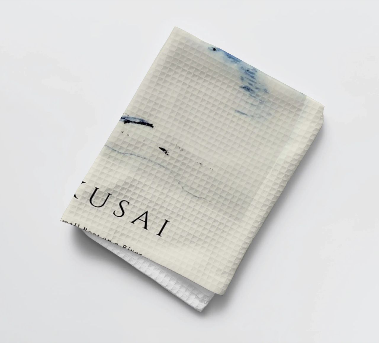Hokusai - A Person in a Small Boat on a River with Mount Fuji in the Background II tea towel by Vintage by JUNIQE