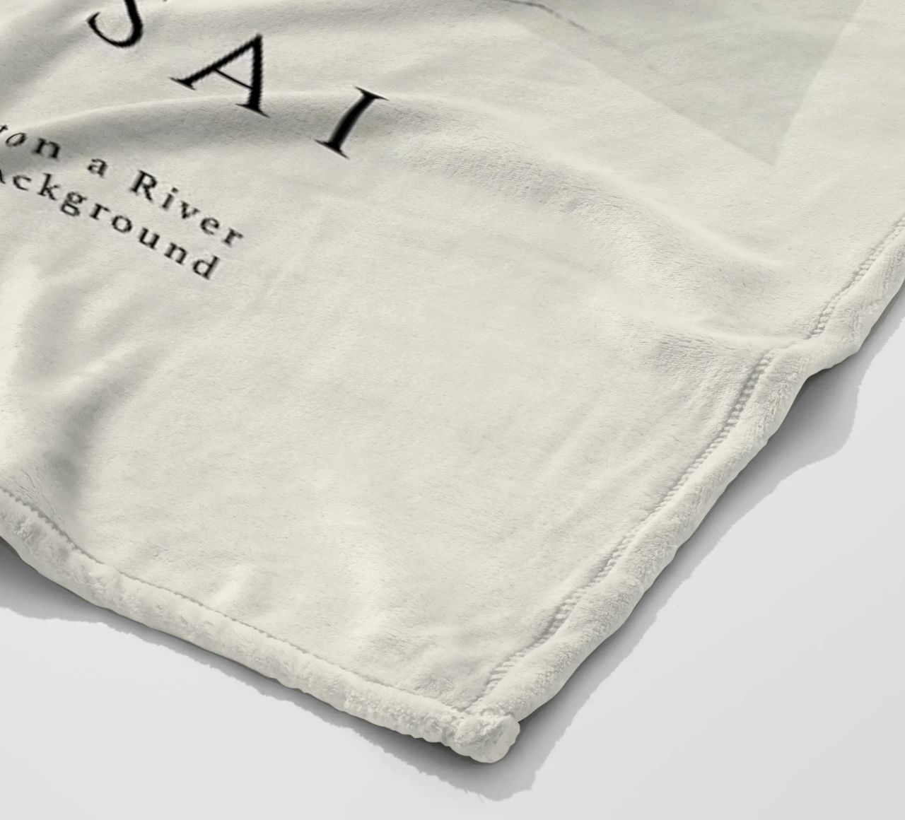 Hokusai - A Person in a Small Boat on a River with Mount Fuji in the Background II fleece blanket by Vintage by JUNIQE
