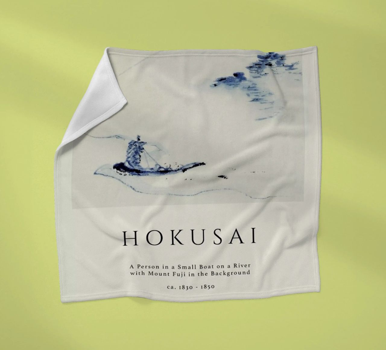Hokusai - A Person in a Small Boat on a River with Mount Fuji in the Background II fleece blanket by Vintage by JUNIQE