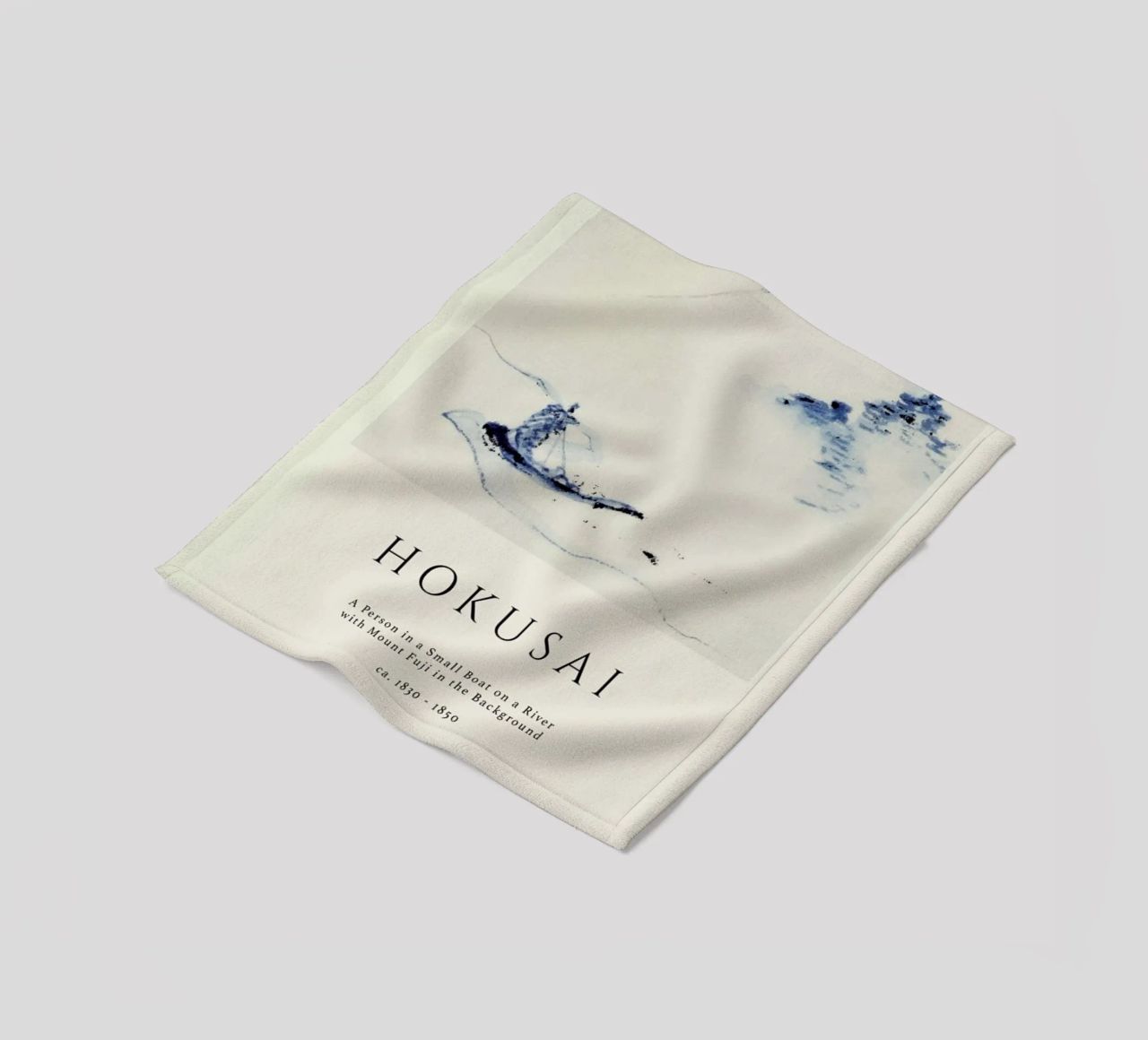 Hokusai - A Person in a Small Boat on a River with Mount Fuji in the Background II fleece blanket by Vintage by JUNIQE