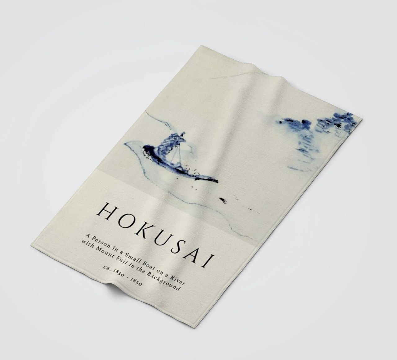 Hokusai - A Person in a Small Boat on a River with Mount Fuji in the Background II fleece blanket by Vintage by JUNIQE