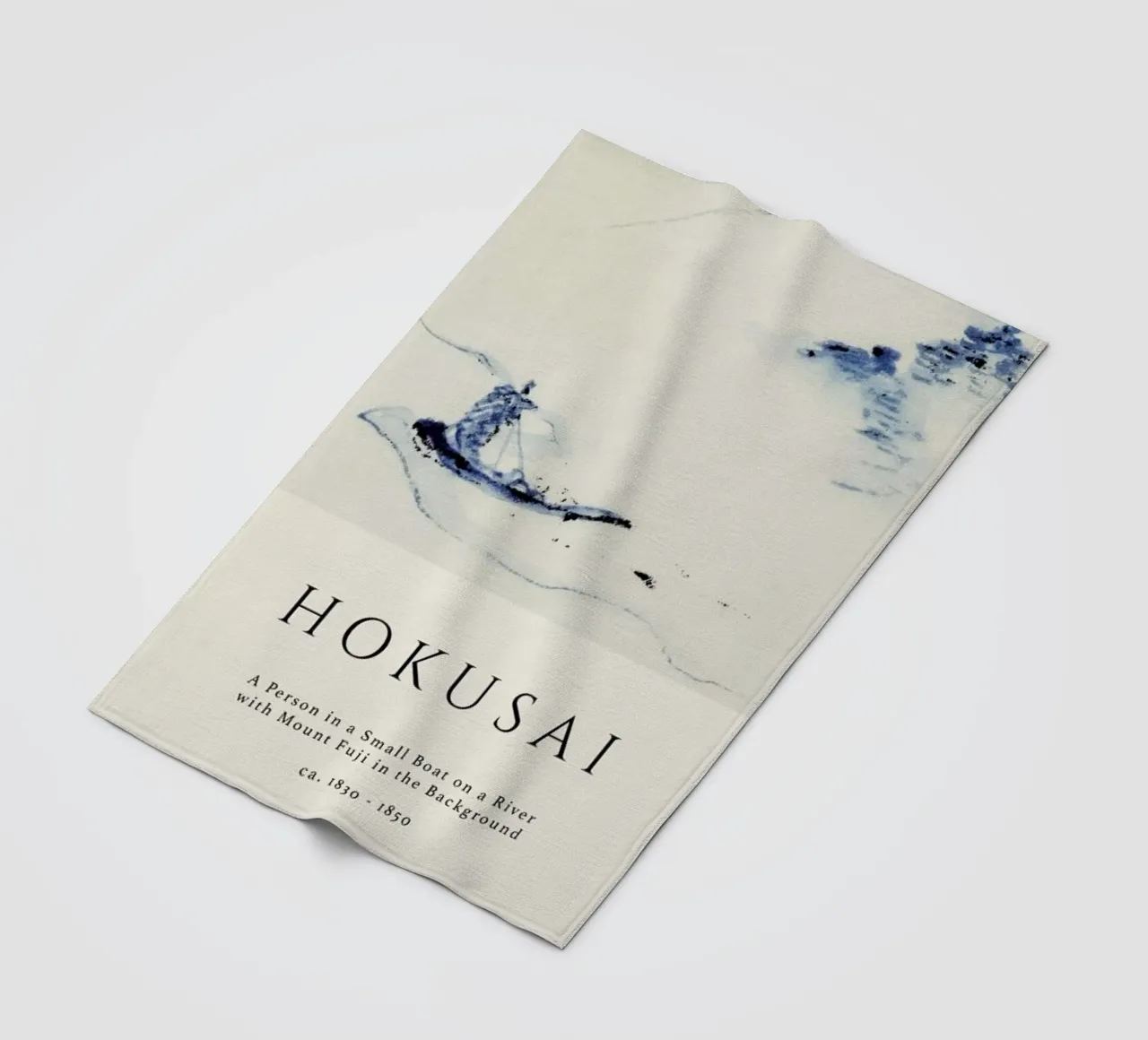 Hokusai - A Person in a Small Boat on a River with Mount Fuji in the Background II coperta in pile da Vintage by JUNIQE