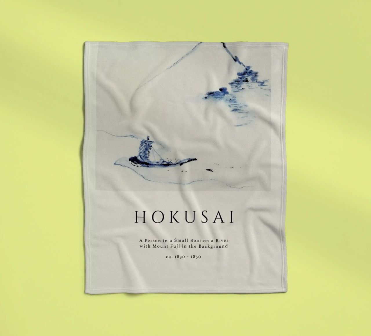 Hokusai - A Person in a Small Boat on a River with Mount Fuji in the Background II fleece blanket by Vintage by JUNIQE