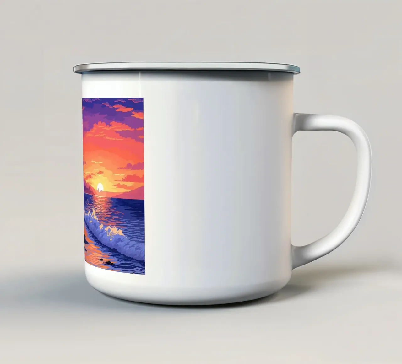 tramonto oceano mare onde spiaggia costa tazza in smalto da James Isaac Jackson