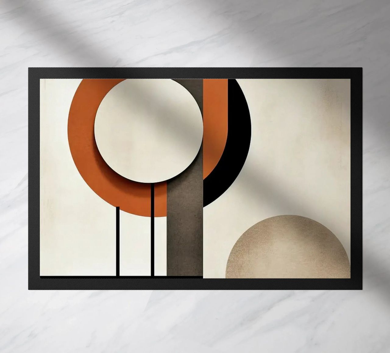 circles geometric shapes minimal lines vertical lines contra doormat by James Isaac Jackson