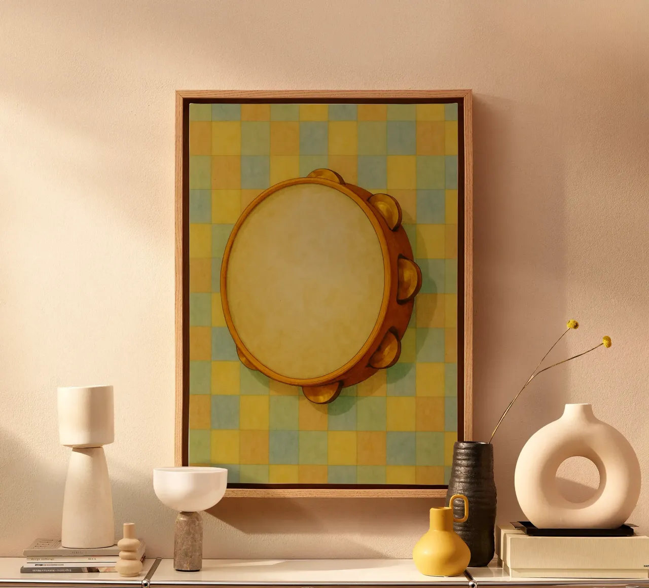 tamborine imagination painting drawing art canvas with Floater frame by the gendels