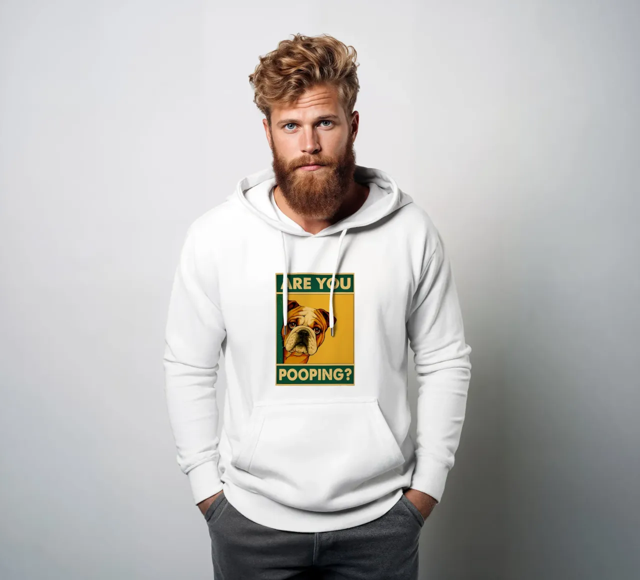 Are You Pooping Bulldog Funny Baño sudadera con capucha de the gindils