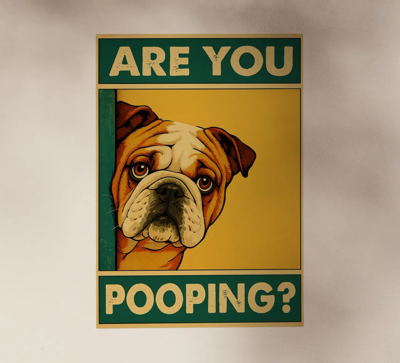 Are You Pooping Bulldog Funny Bathroom backlit film by the gindils