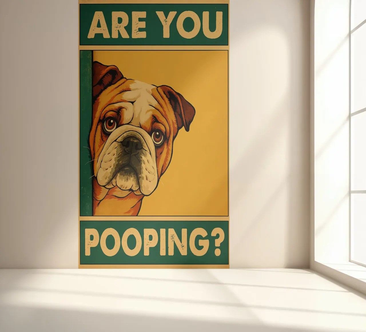 Sind Sie Pooping Bulldog lustig Badezimmer Fototapete von the gindils