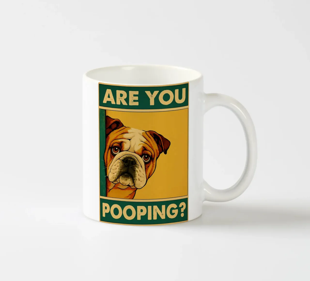 Are You Pooping Bulldog Funny Bathroom ceramic mug by the gindils