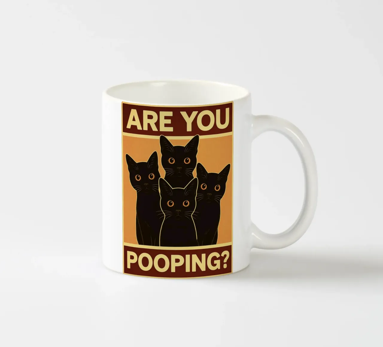 Are You Pooping Cat Funny Bathroom Art tazza in ceramica da the gindils
