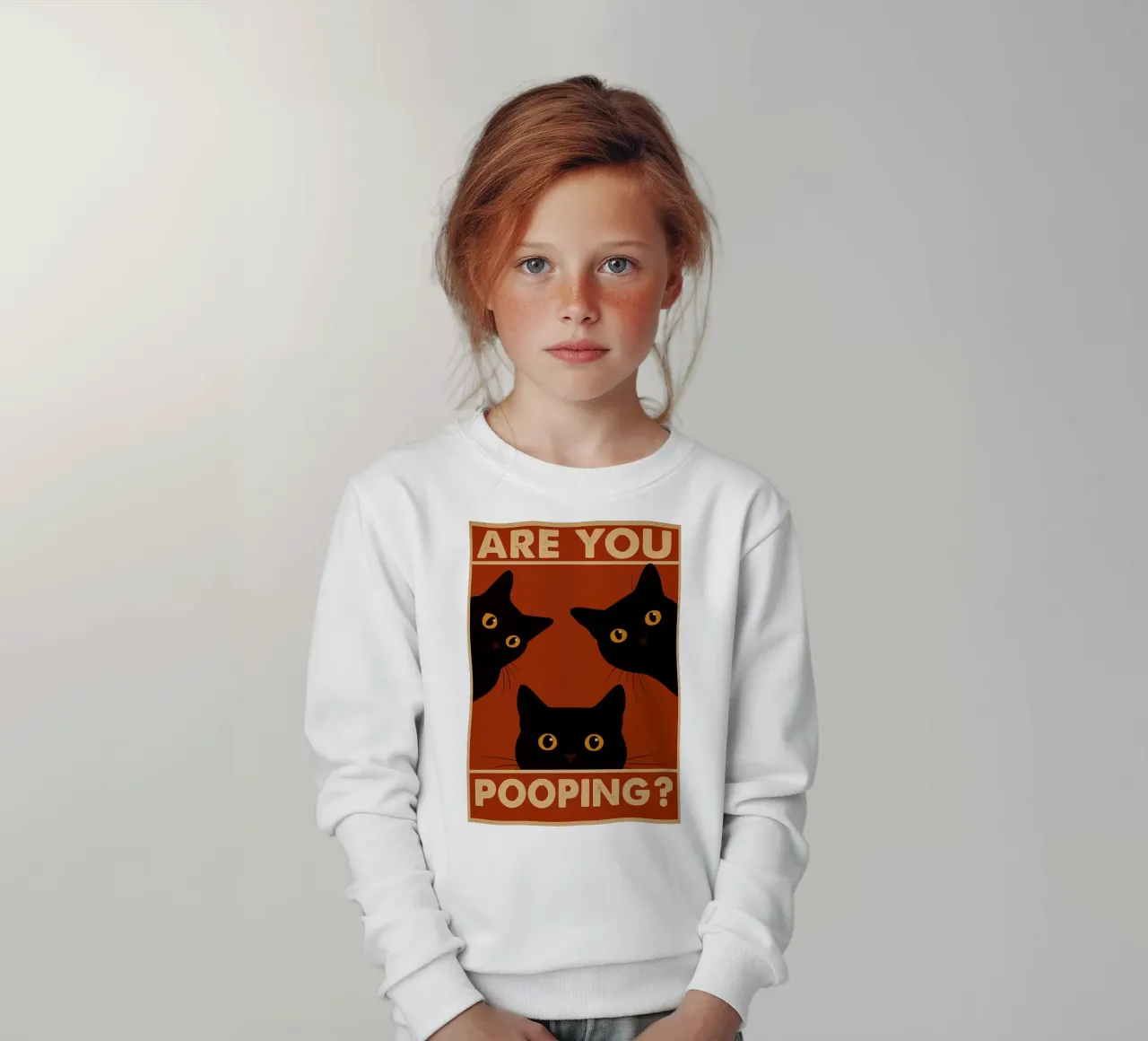 Are You Pooping Cat Funny Baño sudadera para niño de the gindils