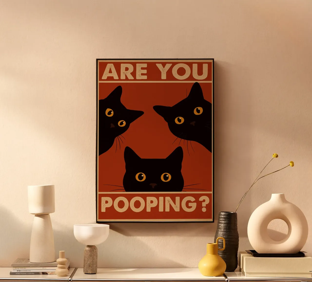 Are You Pooping Cat Funny Baño aluminio dibond de the gindils