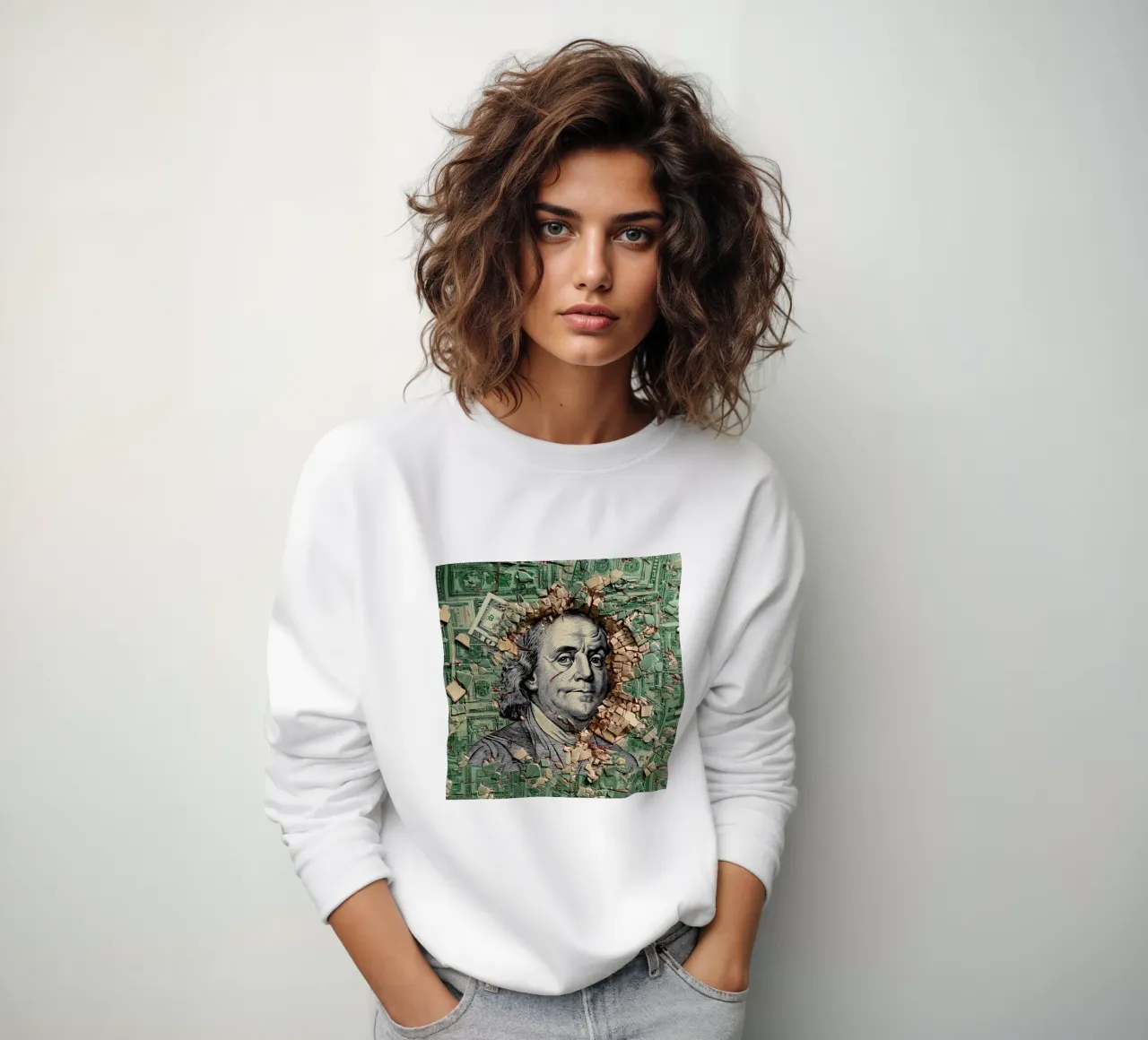benjamin franklin US dollar sweatshirt by Motivate-Today