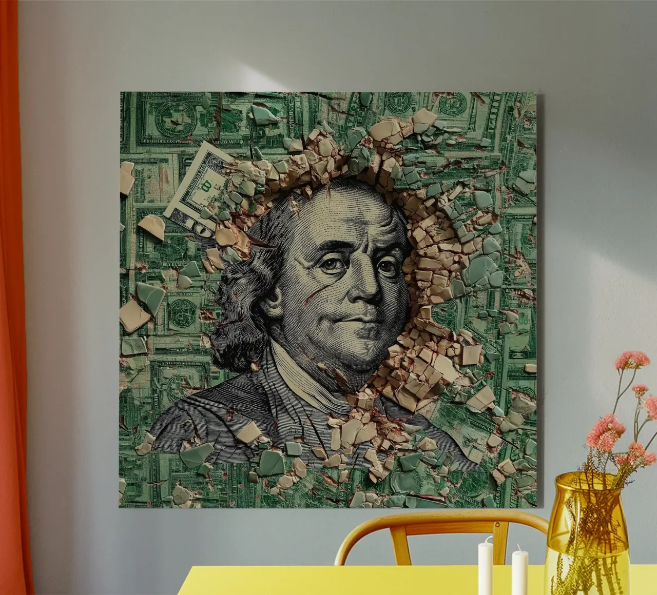 benjamin franklin US dollar alluminio dibond da Motivate-Today