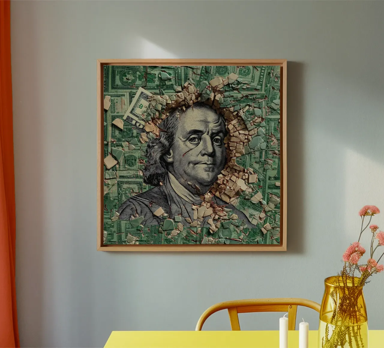 benjamin franklin US dollar tela con Cornice a cassetta da Motivate-Today