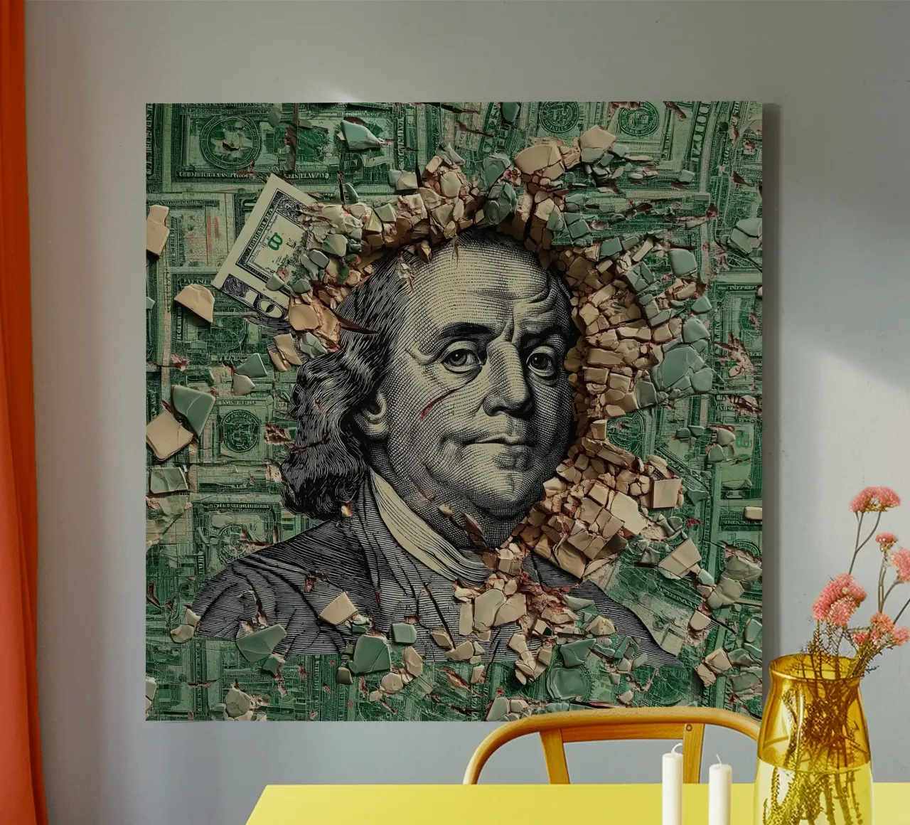 benjamin franklin US dollar tela con Cornice a cassetta da Motivate-Today