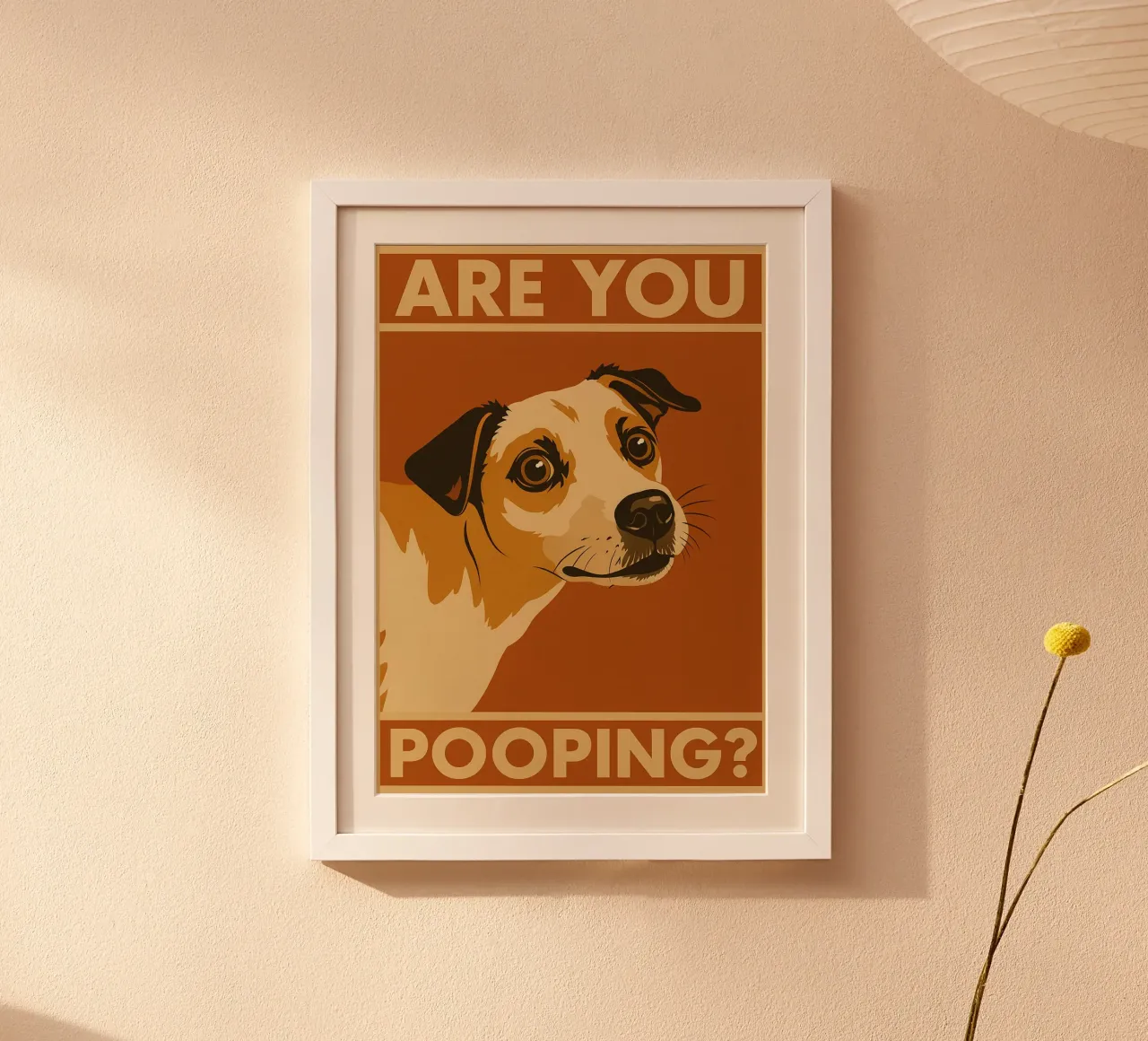 Stai facendo la cacca di cane Bagno divertente poster con telaio in plastica da the gindils