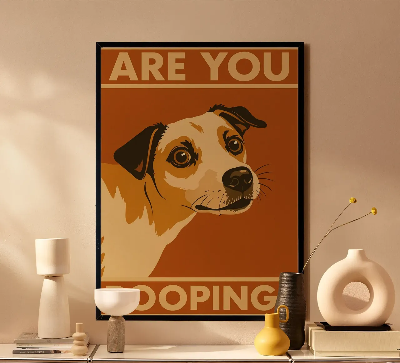 Stai facendo la cacca di cane Bagno divertente poster con telaio in plastica da the gindils