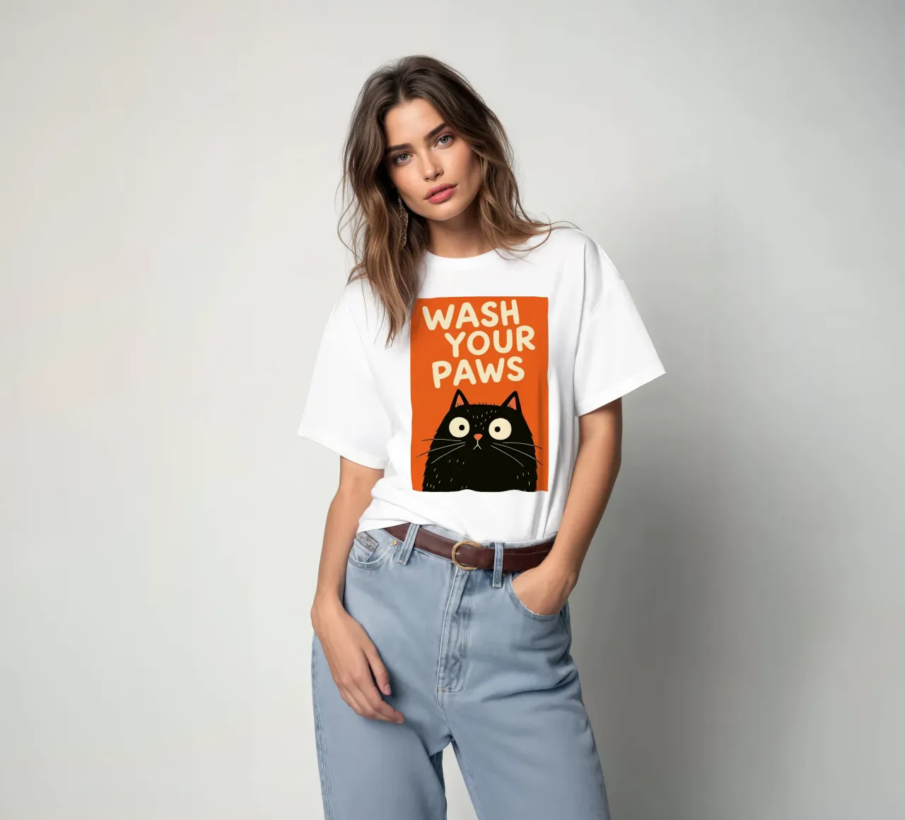 Bagno Gatto Nero Lavare le zampe t-shirt da the gindils