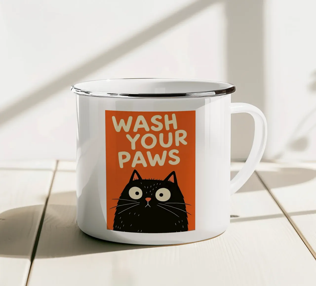Bagno Gatto Nero Lavare le zampe tazza in smalto da the gindils