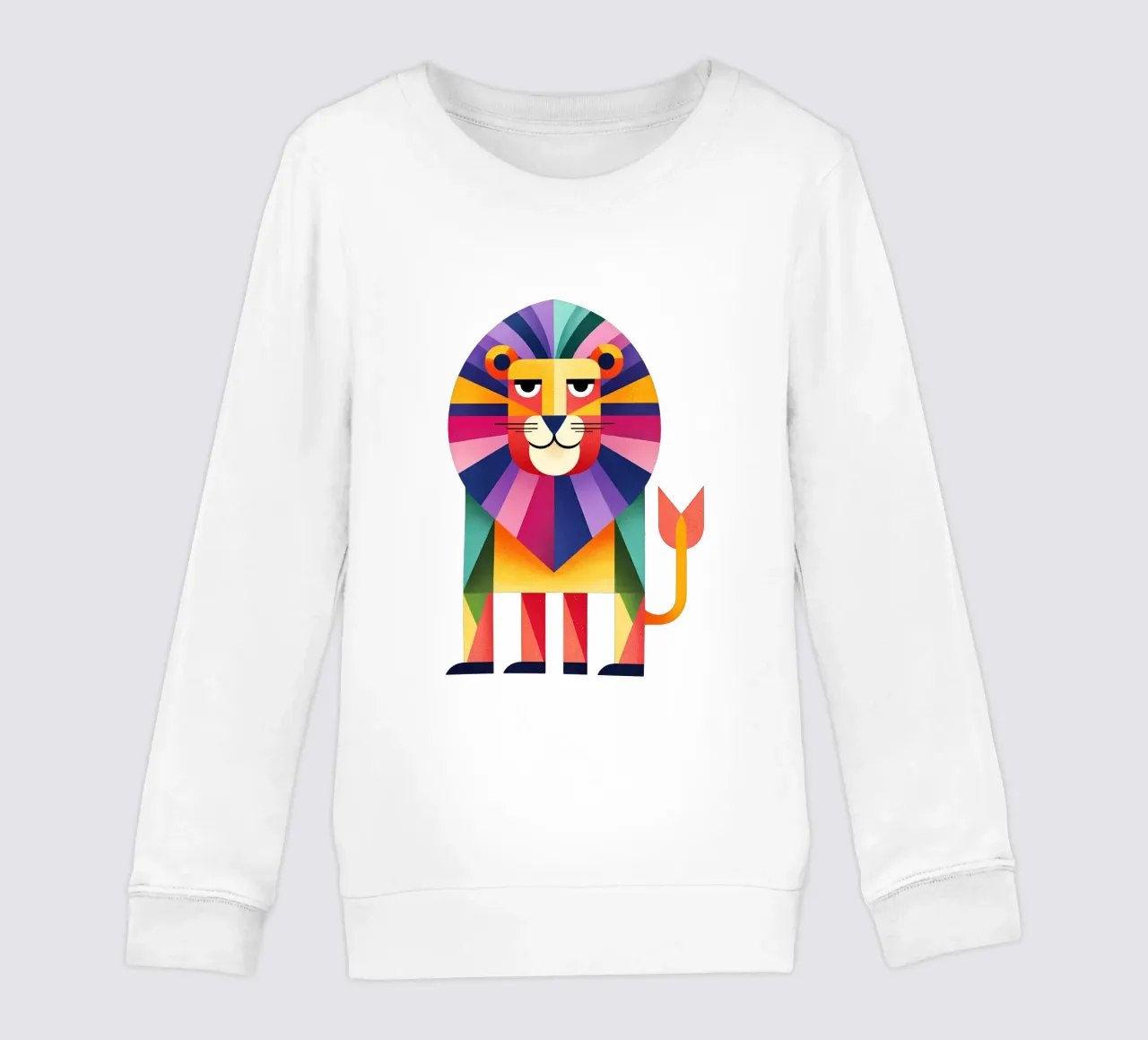Kleurrijke Geometrische Leeuw Trending Now kinder sweatshirt van Urban Life