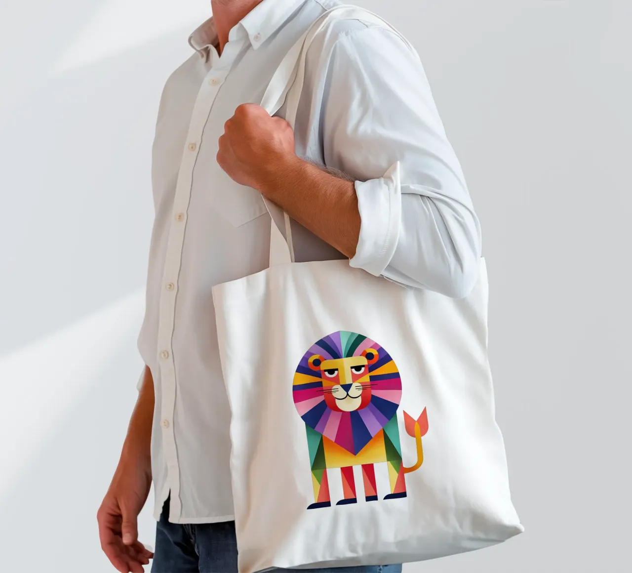 Colorful Geometric Lion Trending Now tote bag by Urban Life