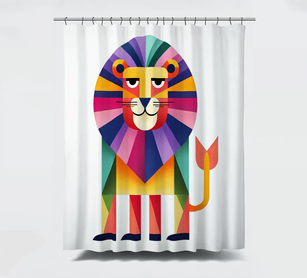 Colorful Geometric Lion Trending Now shower curtain by Urban Life