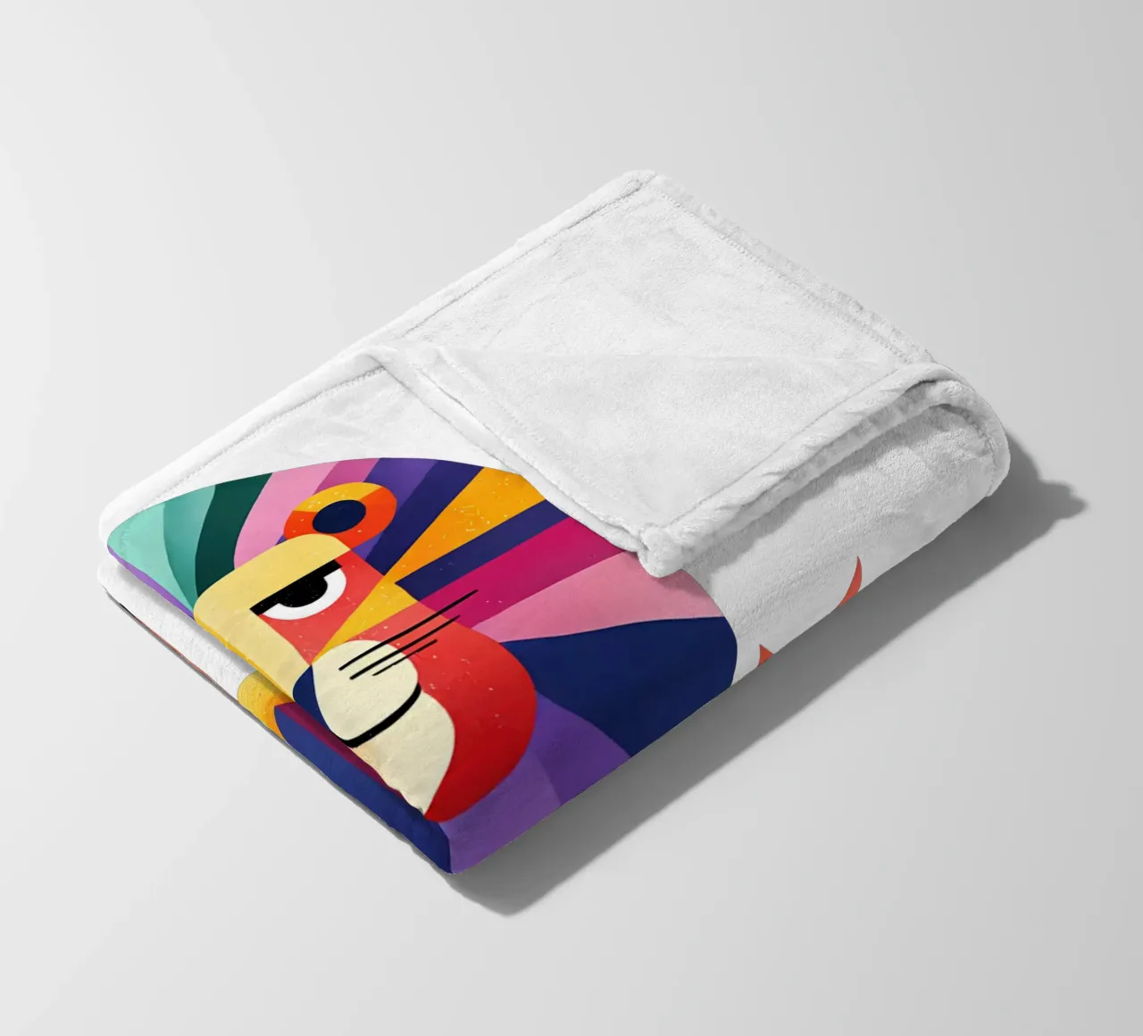 Colorful Geometric Lion Trending Now fleece blanket by Urban Life