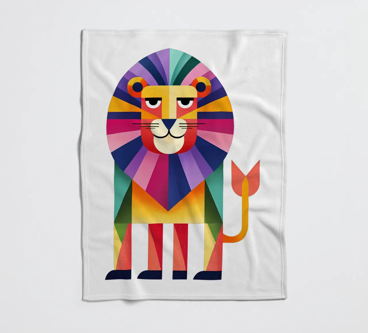 Colorful Geometric Lion Trending Now fleece blanket by Urban Life