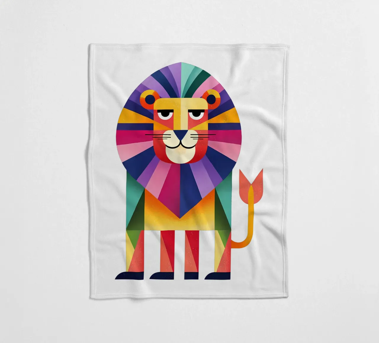 Colorful Geometric Lion Trending Now fleece blanket by Urban Life