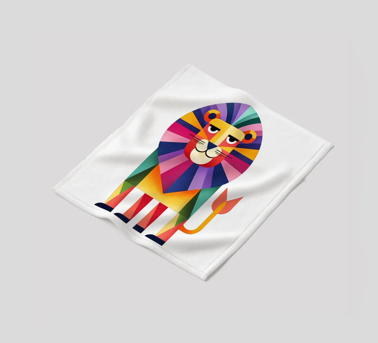 Colorful Geometric Lion Trending Now fleece blanket by Urban Life