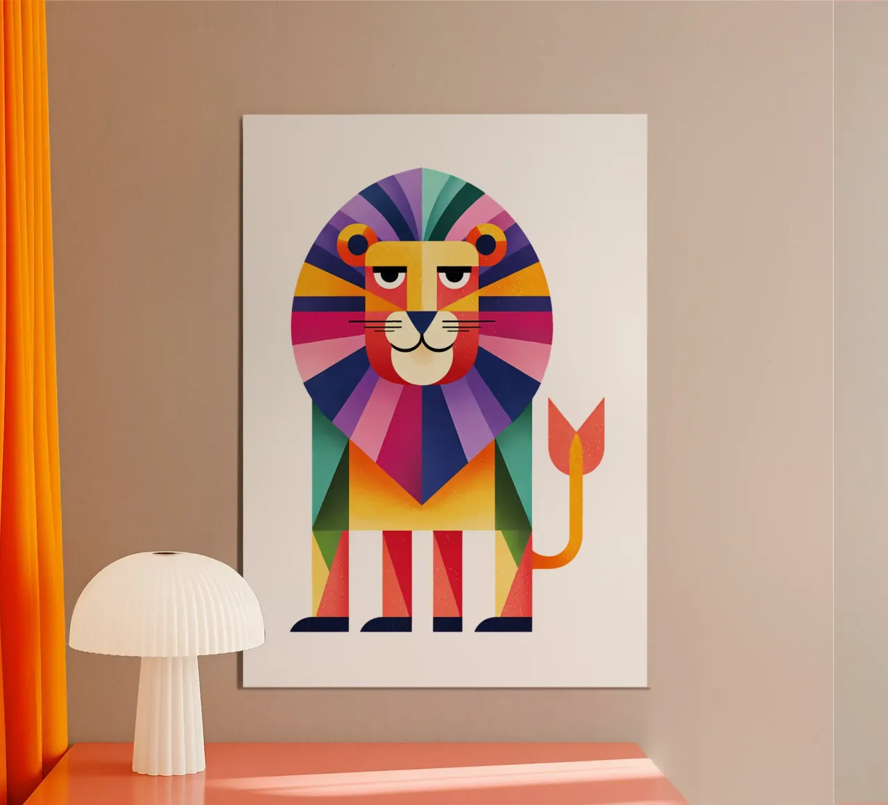 León geométrico de colores de moda ahora hahnemühle de Urban Life